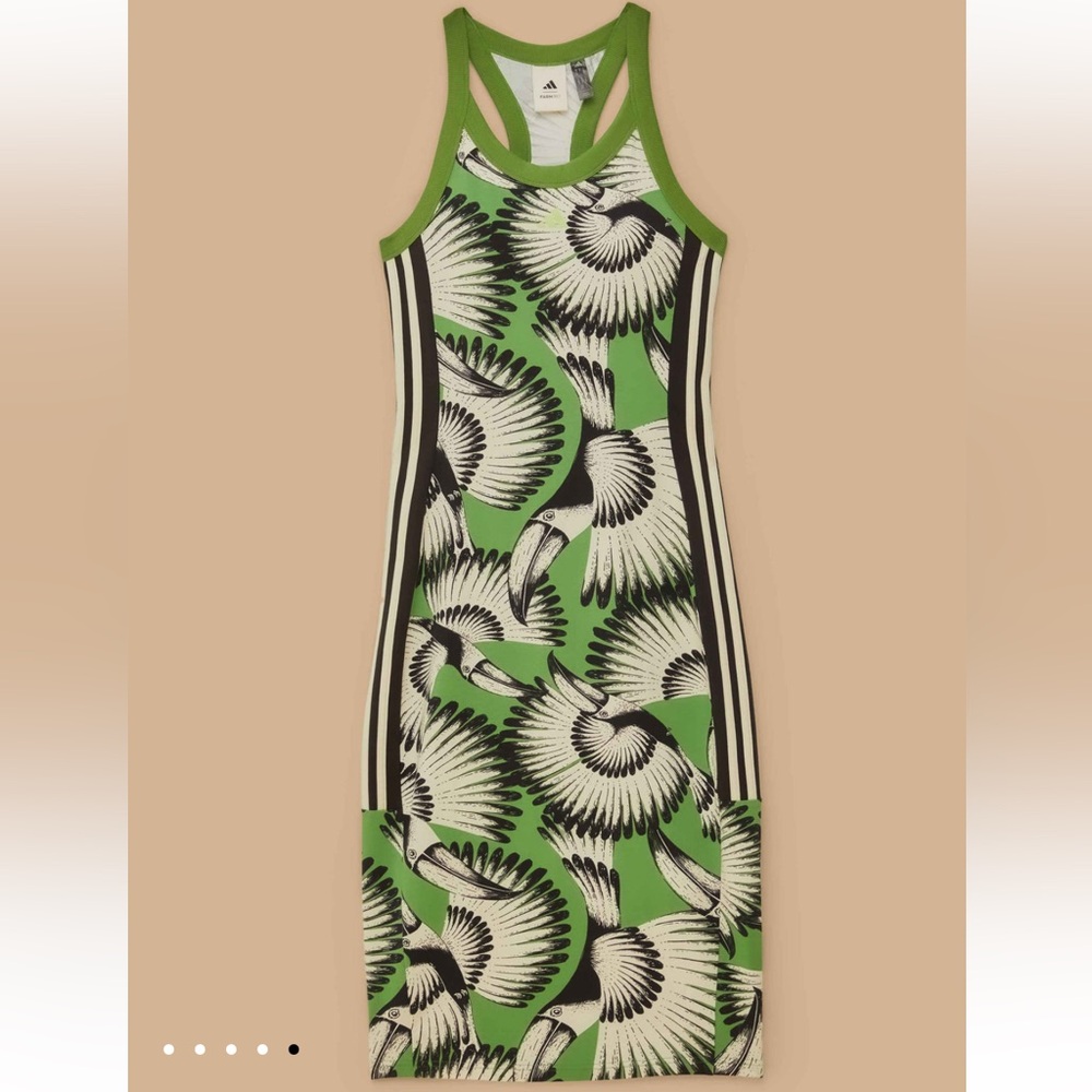 Adidas x Farm Rio Toucan Wings Midi Dress Crew Green XL NWT